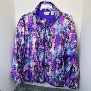 Vintage 80s Colorful Windbreaker Jacket Basic By Southern Classics Women’s Large